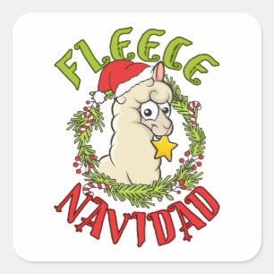 Fleece Navidad Funny Alpaca Christmas Square Sticker