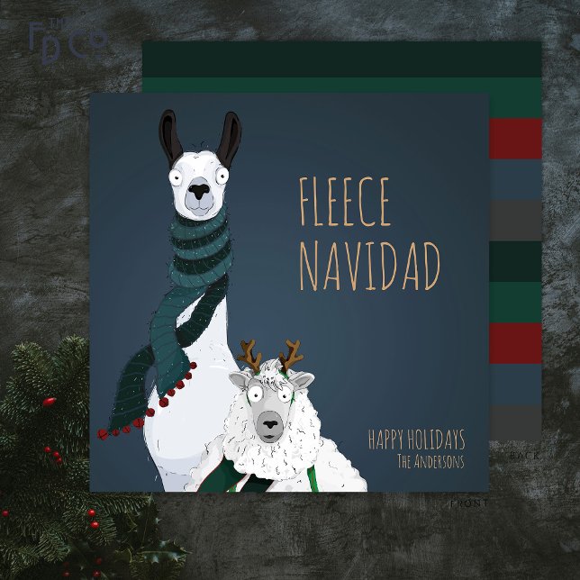 “Fleece Navidad” Funny Chic Elegant Pun Holiday Card (Creator Uploaded)