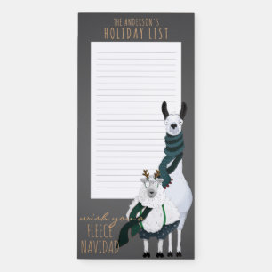 Fleece Navidad Funny Chic Elegant Sheep & Llama Magnetic Notepad