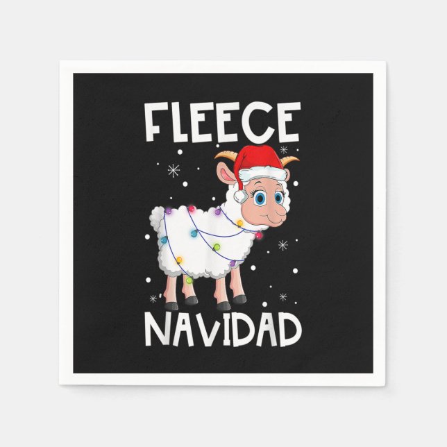 Fleece Navidad Funny Christmas Sheep Feliz Xmas Li Napkins (Front)