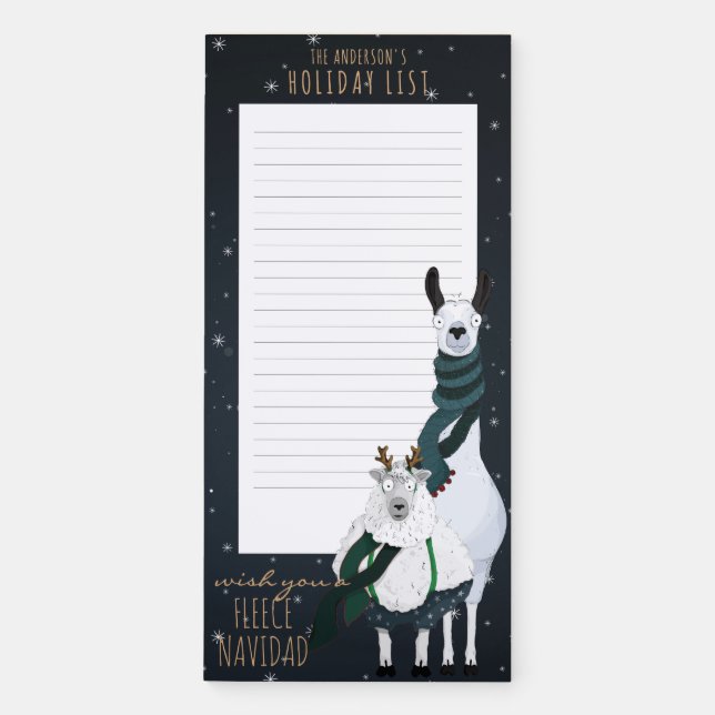 Fleece Navidad Funny Cute Festive Dark Blue Magnetic Notepad (Front)