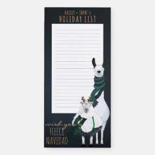 “Fleece Navidad” Funny Festive Cute Sheep & Llama Magnetic Notepad