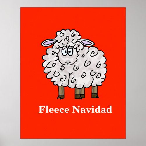 Fleece Navidad Funny Sheep Christmas Poster