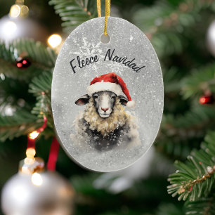 Fleece Navidad Gray Sheep Christmas Ornament