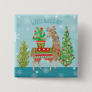 Fleece Navidad Lovely Llamas Christmas Button