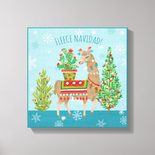 Fleece Navidad  Lovely Llamas Christmas Canvas Print