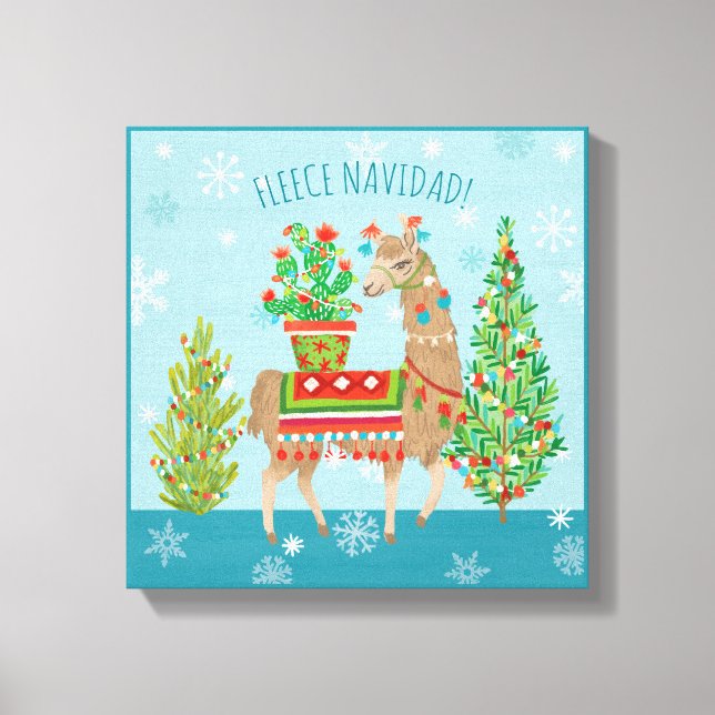 Fleece Navidad | Lovely Llamas Christmas Canvas Print (Front)
