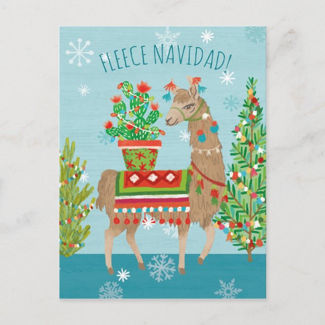 Fleece Navidad | Lovely Llamas Christmas Postcard (Front)