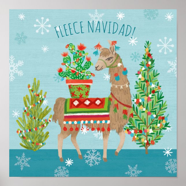 Fleece Navidad | Lovely Llamas Christmas Poster (Front)