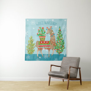 Fleece Navidad Lovely Llamas Christmas Tapestry