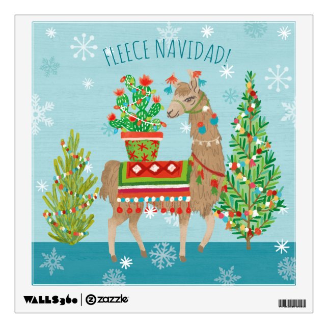 Fleece Navidad | Lovely Llamas Christmas Wall Decal (Front)
