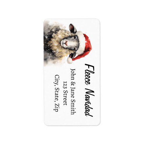 Fleece Navidad Sheep Christmas Address Label