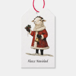 Fleece Navidad Sheep Lamb Santa Gift Tags