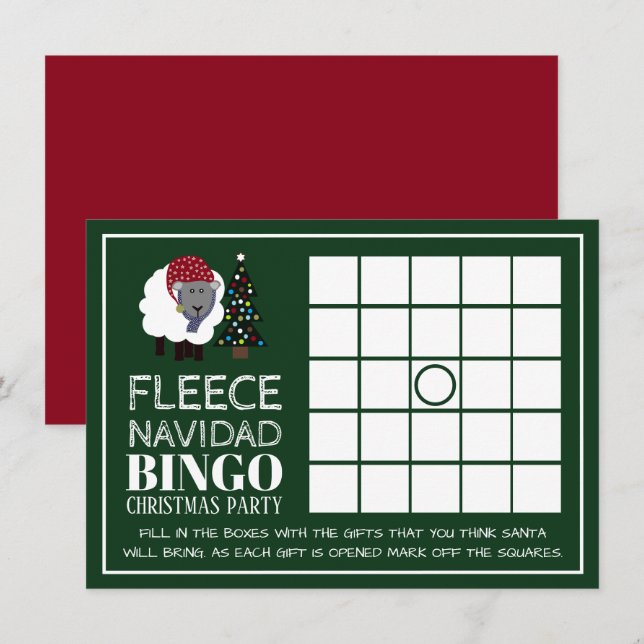 Fleece Navidad, Spanish Christmas Party Bingo Invitation (Front/Back)