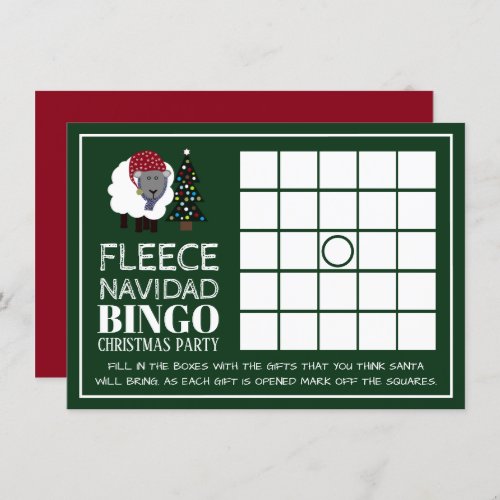 Fleece Navidad Spanish Christmas Party Bingo Invitation