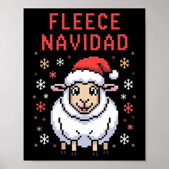 Fleece Navidad Ugly Sweater Funny Christmas Sheep  Poster (Front)