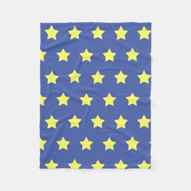 Fleece throw - Kids - Yellow stars on blue (Front)