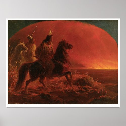 Fleeing a Prairie Fire 1868A Poster