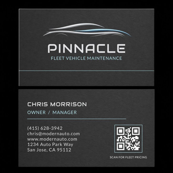 Fleet Vehicle Maintenance QR Code Professional Business Card
