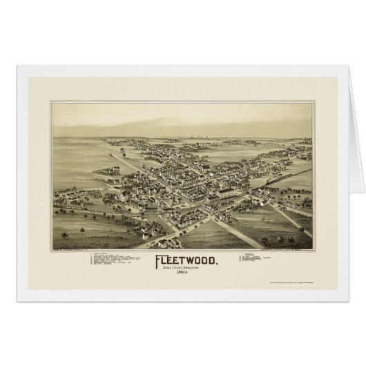 Fleetwood, PA Panoramic Map - 1893 Cards (Front Horizontal)