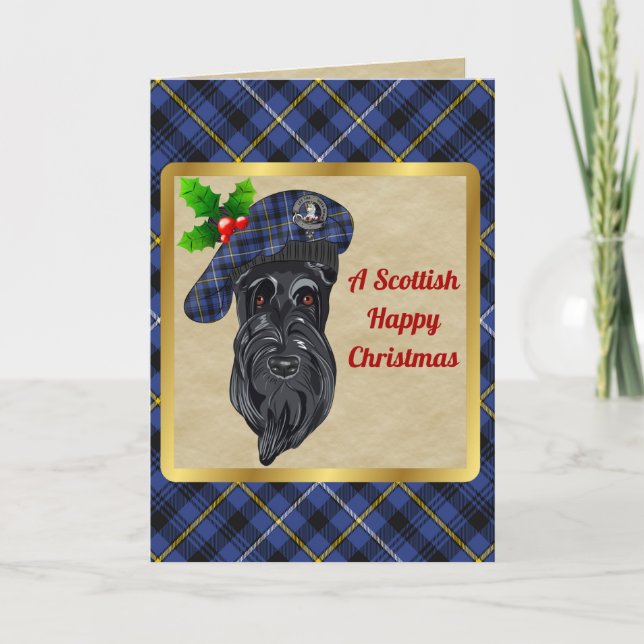 Fleming Badge & Tartan Personalized Xmas Card (Front)