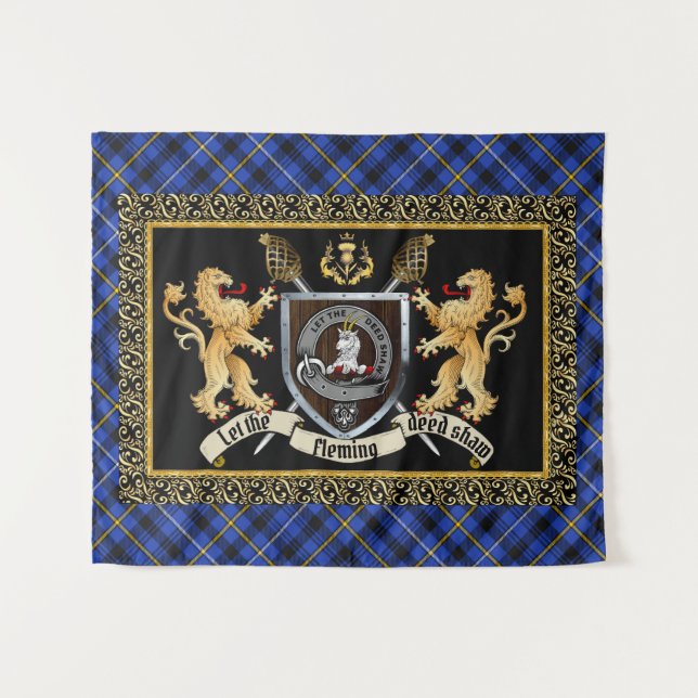 Fleming Clan Badge & Motto w/Lions  Tapestry (Front (Horizontal))