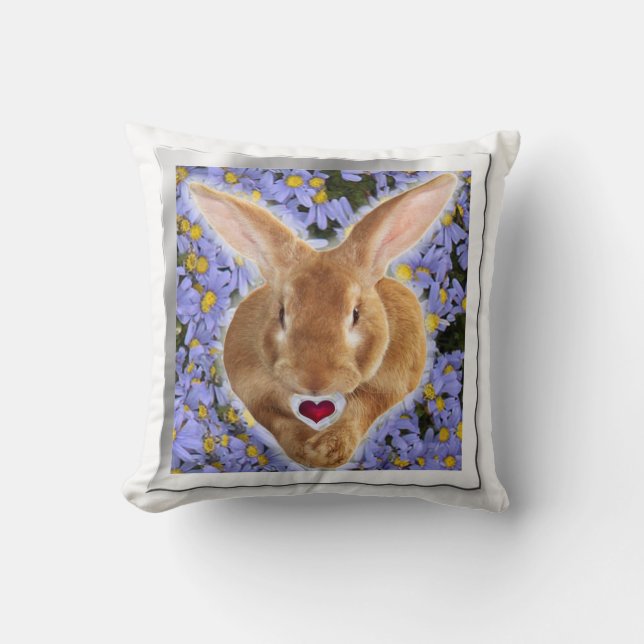 Flemish Giant Bunny Throw Pillow (Front)