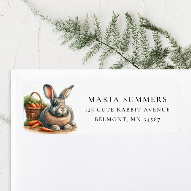 Flemish Giant Rabbit Carrots Return Address Label (Creator Uploaded)