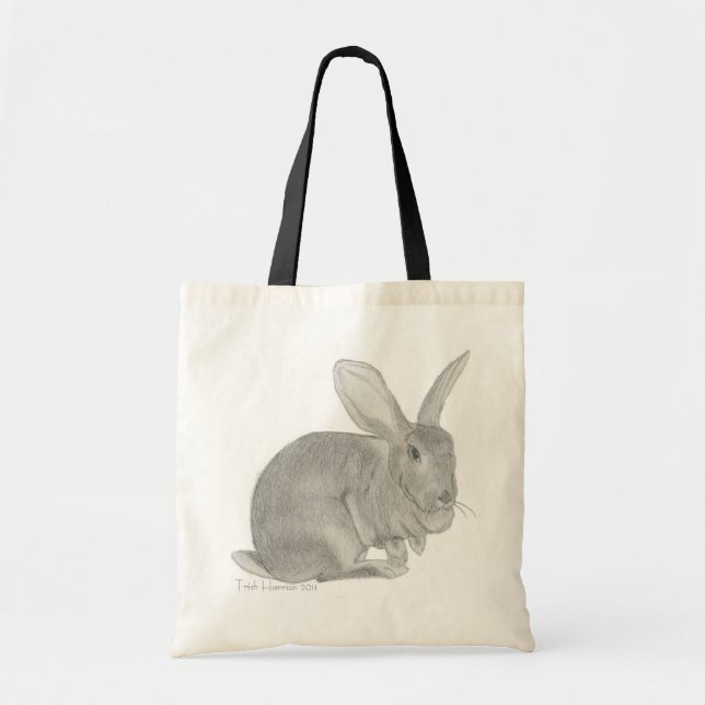 Flemish Giant Rabbit Sketch Tote Bag (Front)