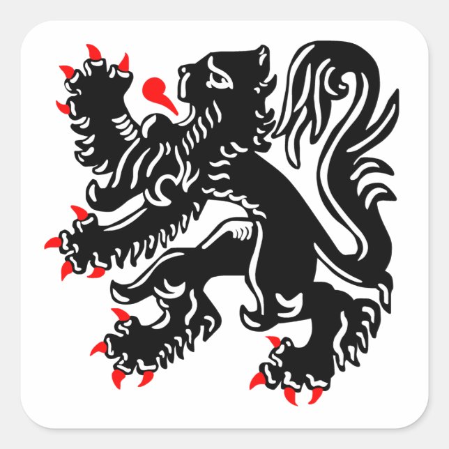 Flemish Lion. Square Sticker (Front)