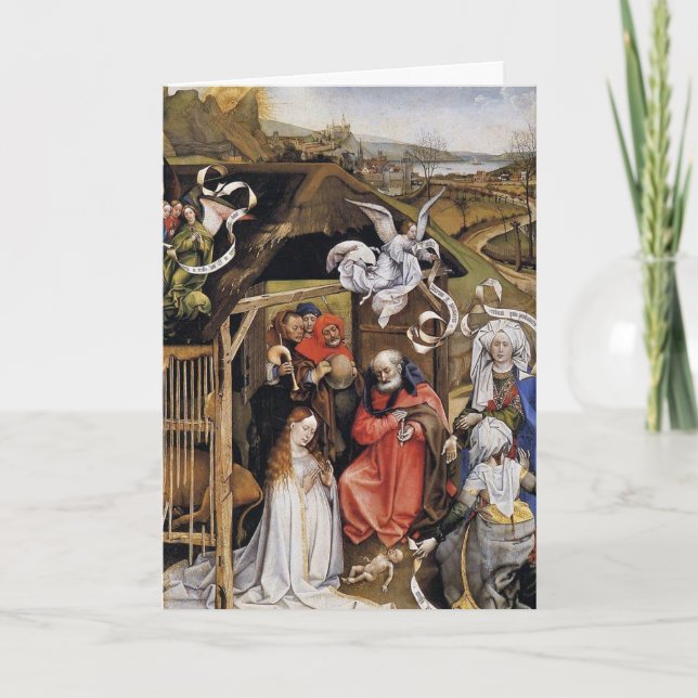 Flemish Renaissance Nativity Scene Holiday Card (Front)