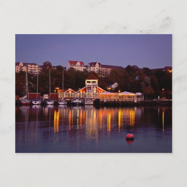 Flensburg harbour city center north Germany night Postcard (Front)