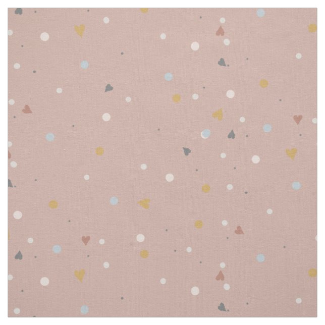 Flesh Heart Dot Dusty Pink Gold Gray Baby Nursery Fabric (Swatch)