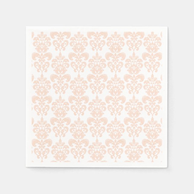 FLESH PINK GIRLY DAMASK PATTERN 2 PAPER NAPKINS (Front)