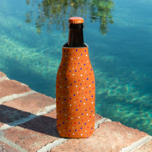 Fleskoeler Oranje met Rood_Wit_Blauwe confetti Bottle Cooler