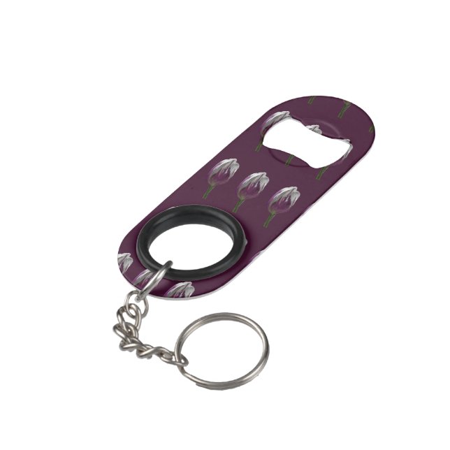 Flesopener tulip purple design zazkia keychain bottle opener (Back Angled)
