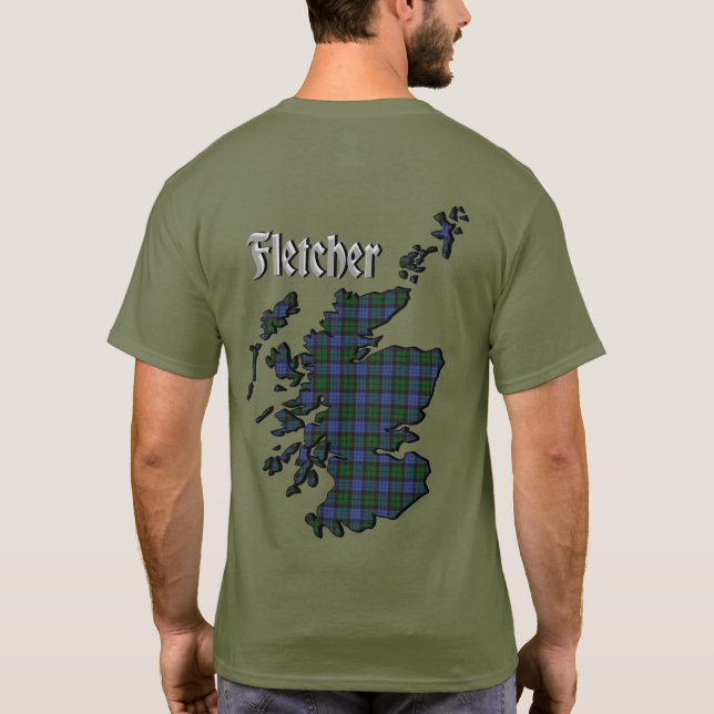 Fletcher Clan Badge & Tartan w/Motto T-Shirt (Back)