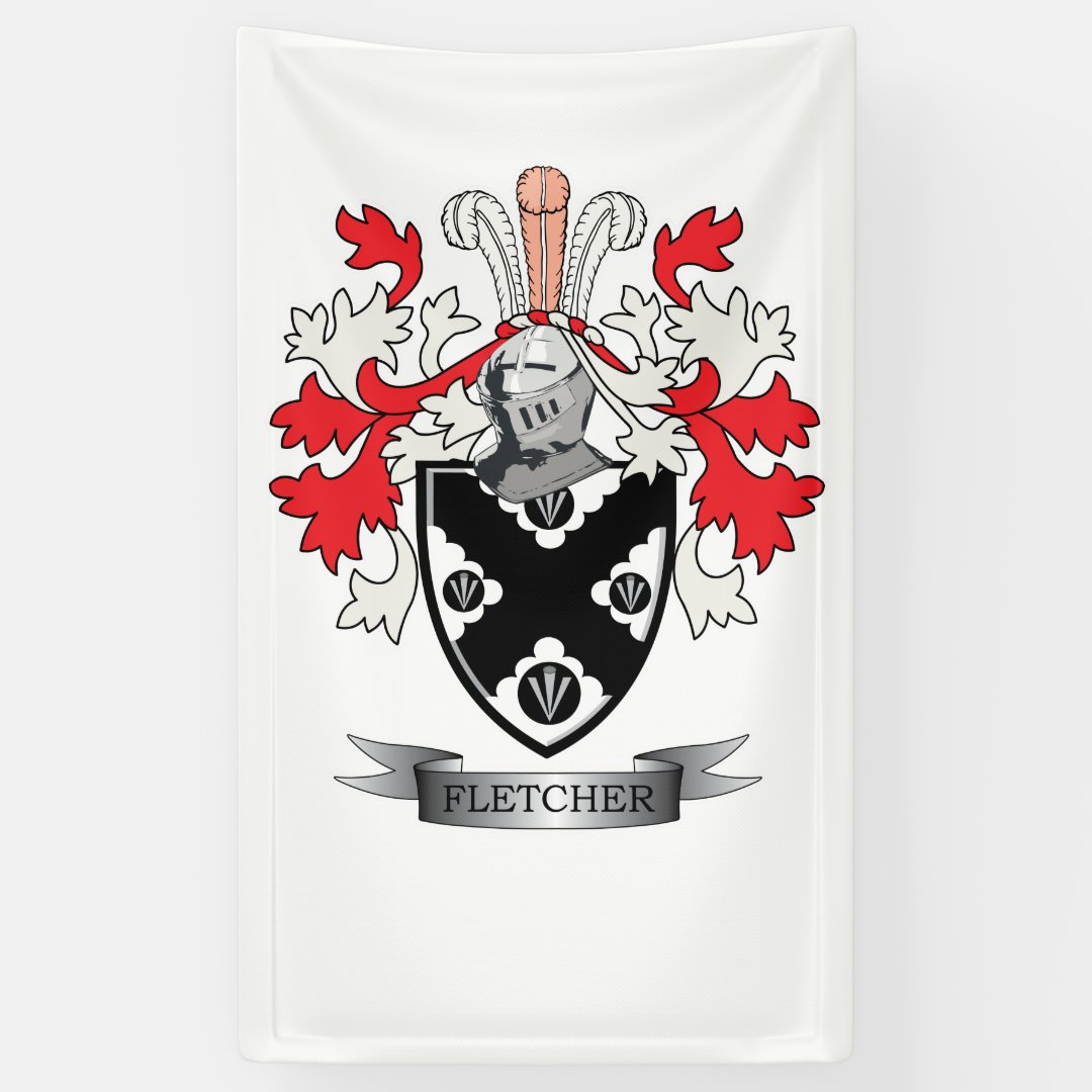 Fletcher Family Crest Coat of Arms Banner Zazzle