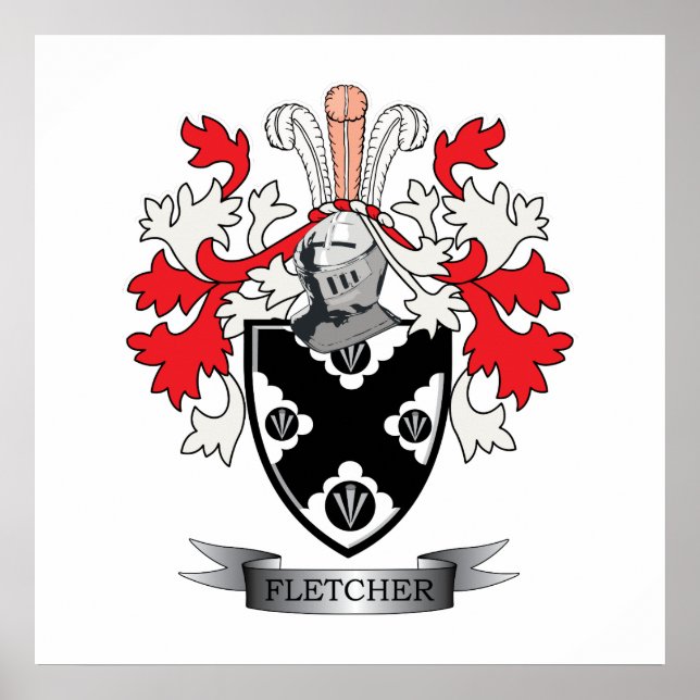 Fletcher Family Crest Coat of Arms Poster (Front)