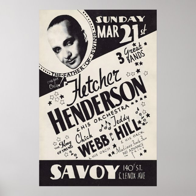 Fletcher Henderson - Chick Webb - Teddy Hill jazz Poster (Front)
