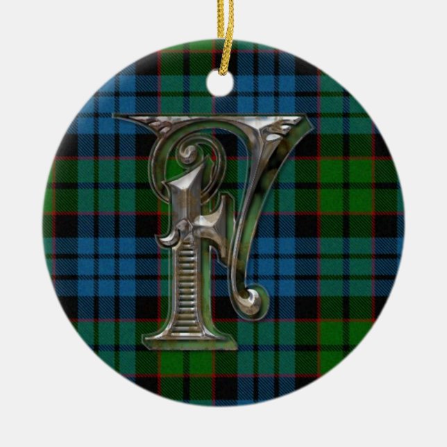 Fletcher Plaid Monogram ornament (Front)