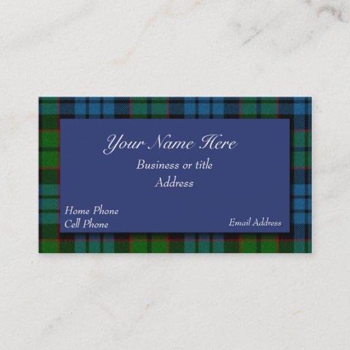 Customizable Fletcher Scottish Tartan Plaid Business Card