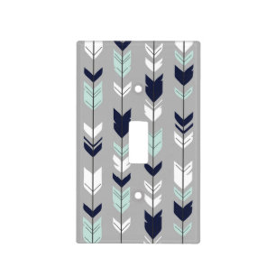Fletching Arrow Light Switch Cover-Navy-Mint-Grey