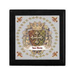 Fleur Crown Shield  Surname Family Crest Gift Box