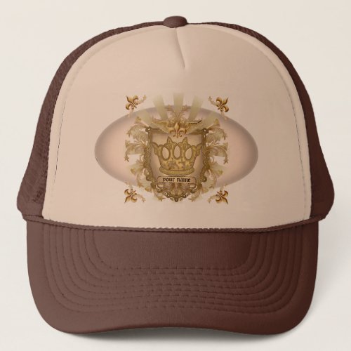Fleur Crown Shield Surname Family Crest hat