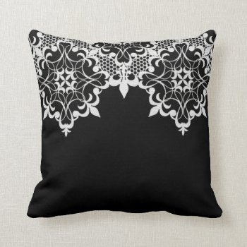 Fleur De Lace Black Pillow by TheInspiredEdge at Zazzle