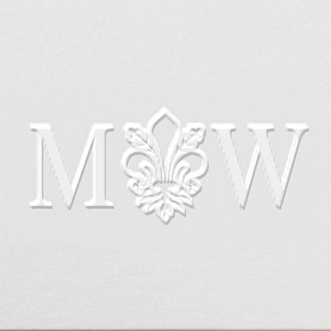 Fleur de Lis #11 Couple Wedding 2 Initial Monogram Embosser (Design)