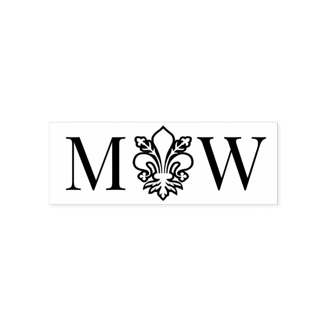 Fleur de Lis #11 Couple Wedding 2 Initial Monogram Self-inking Stamp (Design)