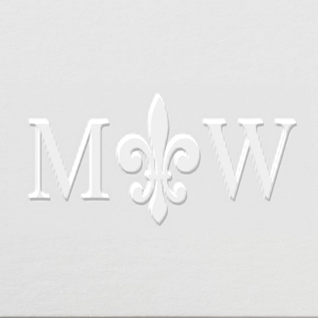 Fleur de Lis #20 Couple Wedding 2 Initial Monogram Embosser (Design)