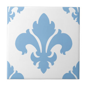 Fleur De Lis 2 Placid Blue Ceramic Tile